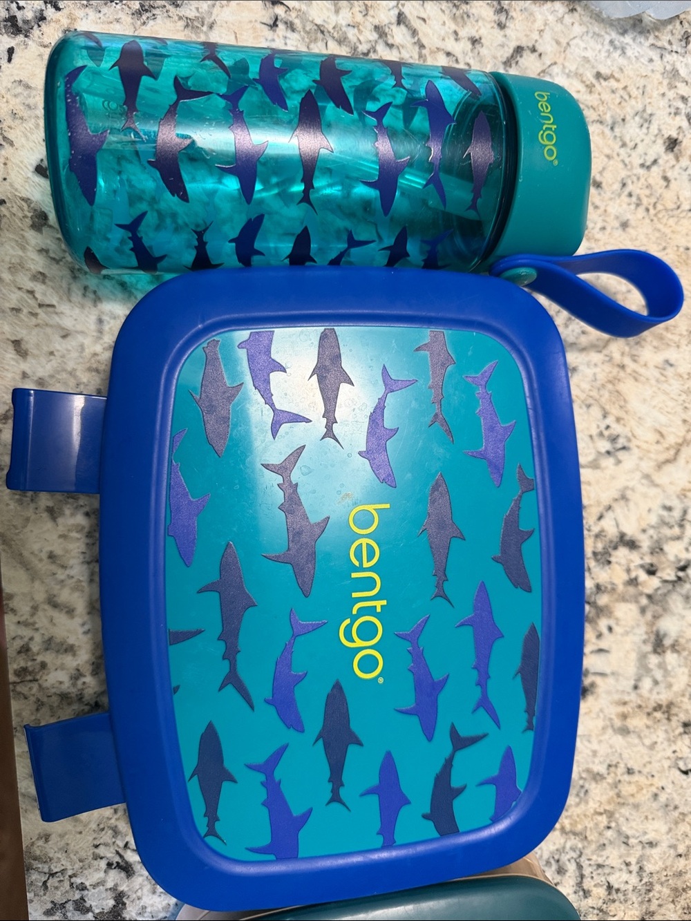 Bentgo Kids Shark Lunchbox & Water Bottle Set & Train Bentgo box